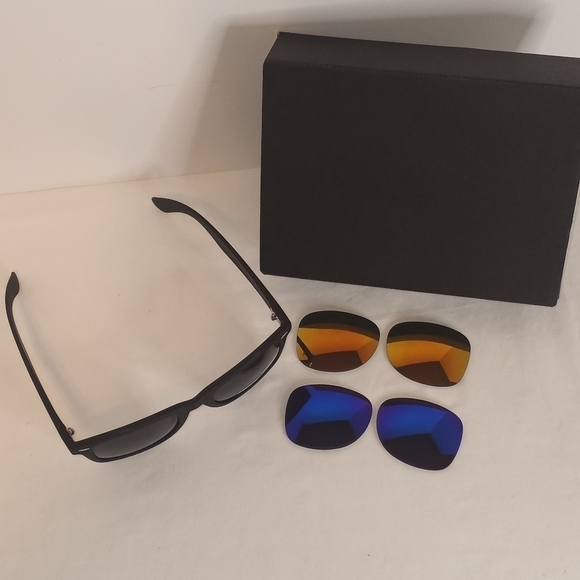 INTERCHANGEABLE Lenses (3 sets) Black Sunglasses Unisex NIB 100% UV - Picture 2 of 5
